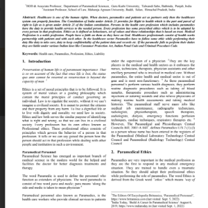 Paramedical Ethics and Law