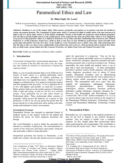 Paramedical Ethics and Law